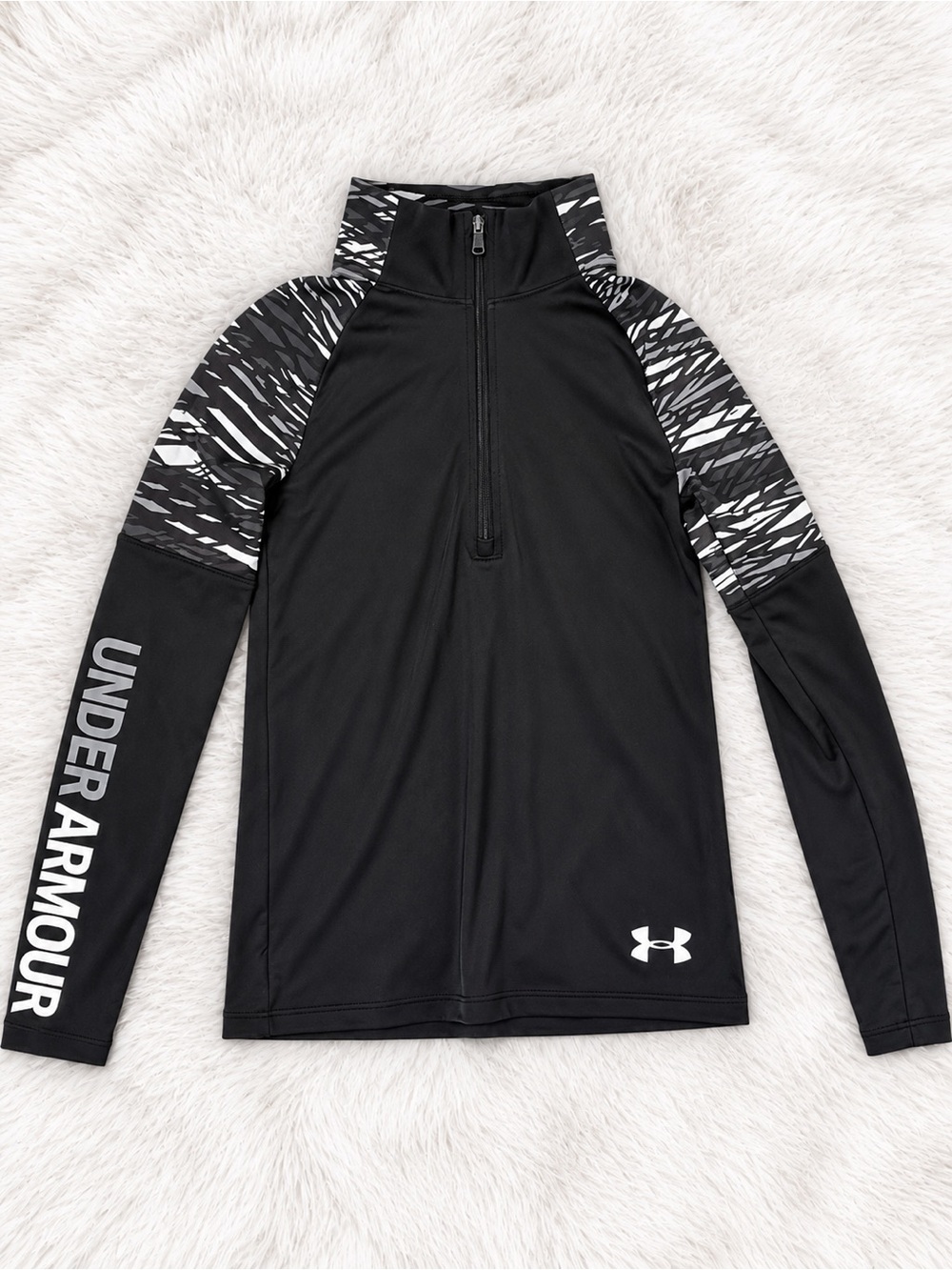 Under Armour Black & Gray Kids' Quarter Zip Athletic Top
